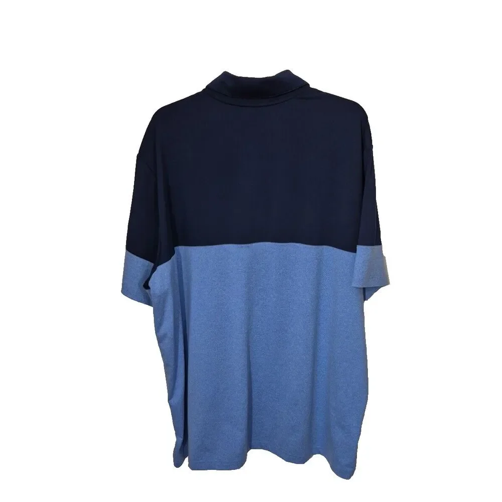 Adidas Polo Mens 2XL Blue Color‎ Block Performance Golf Short Sleeve No Mat Tag